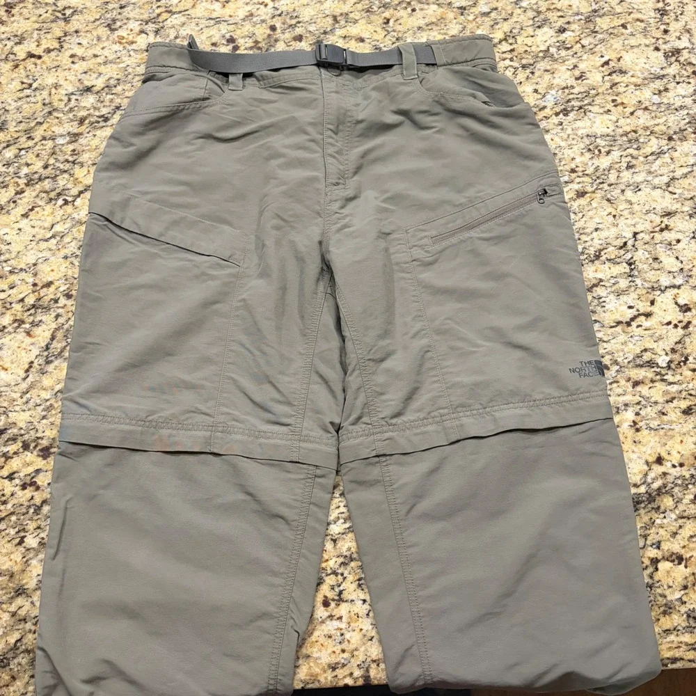 The North Face Mens XL Convertible Hiking Pants Green Zip Off Cargo Pants ws